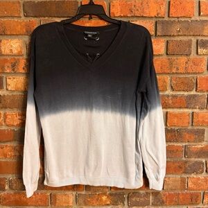 Rock & Republic womens womens ombre lace-up back V-neck sweater black/gray S